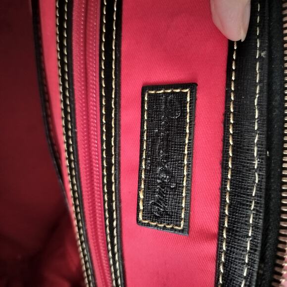 4756)Dooney & Bourke Black Saffiano Leather Doomed Zip Top Satchel Shoulder Bag - Picture 8 of 10